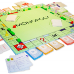 German Monopoly board in the middle of a game